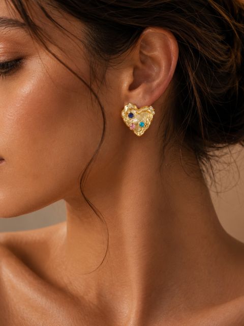 Azure Heart Studs